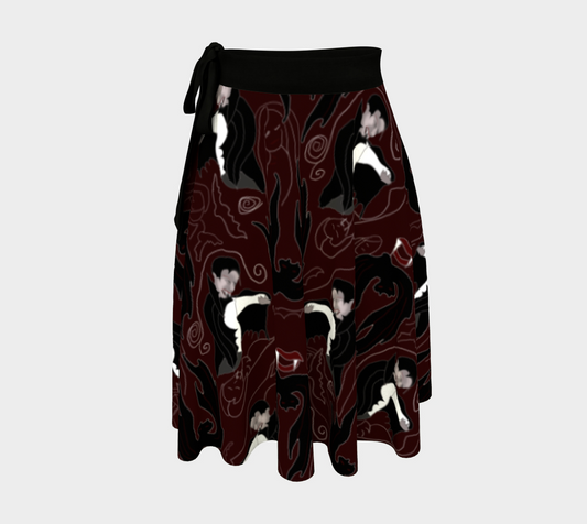 Vampire Pattern Wrap Skirt