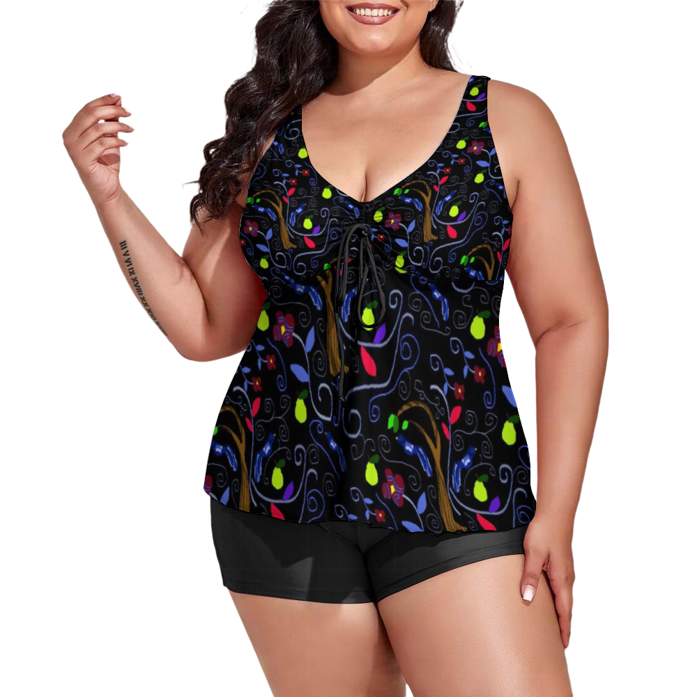 Birds and Scrolls Custom Women's Plus Size Two Piece Swimsuit Stylish Swimwear