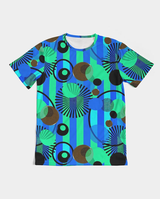Blue Green Stripes and Dots Men's Tee