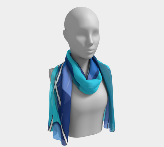 Wavy Blue Abstract Long Scarf