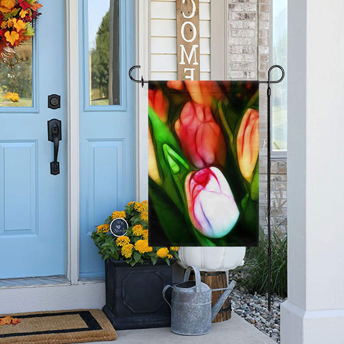 Abstract Pink Tulips Garden Flag