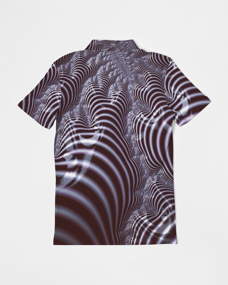 Black and White Spiral Fractal Men's Slim Fit Short Sleeve Polo