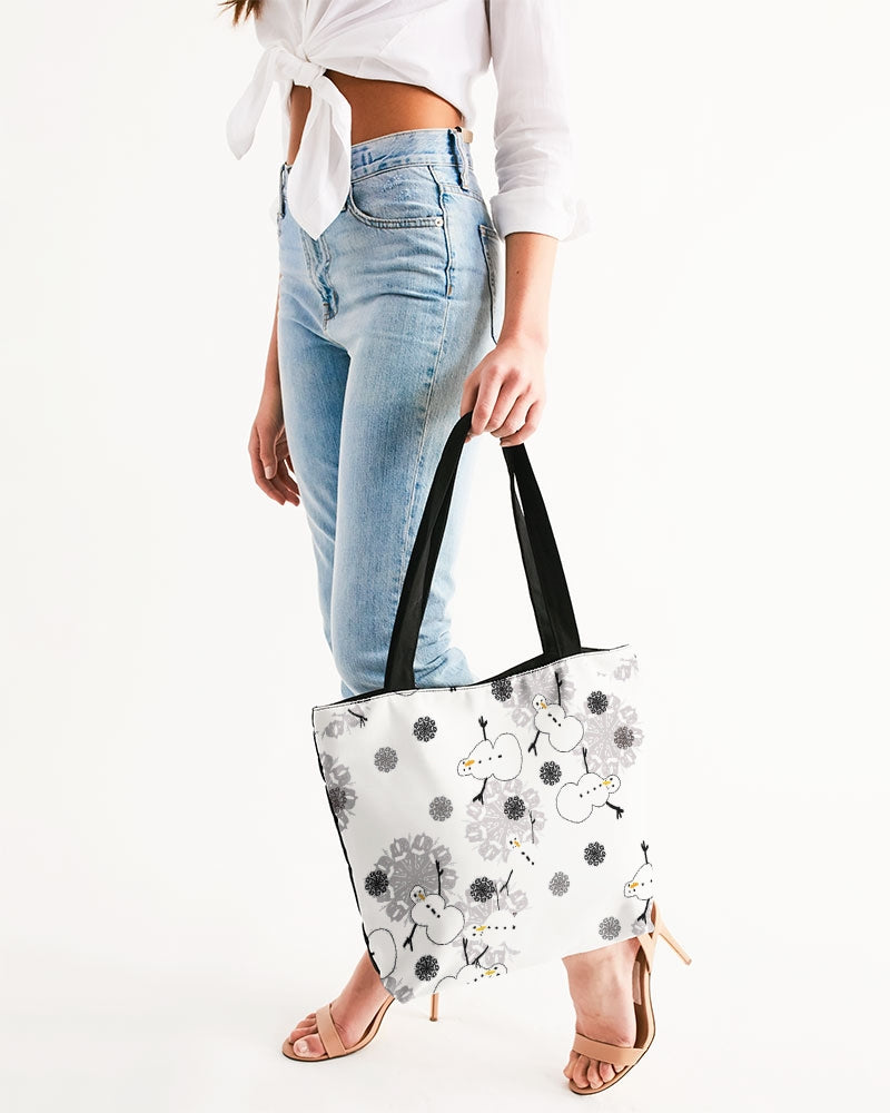 Snowman Pattern Canvas Zip Tote