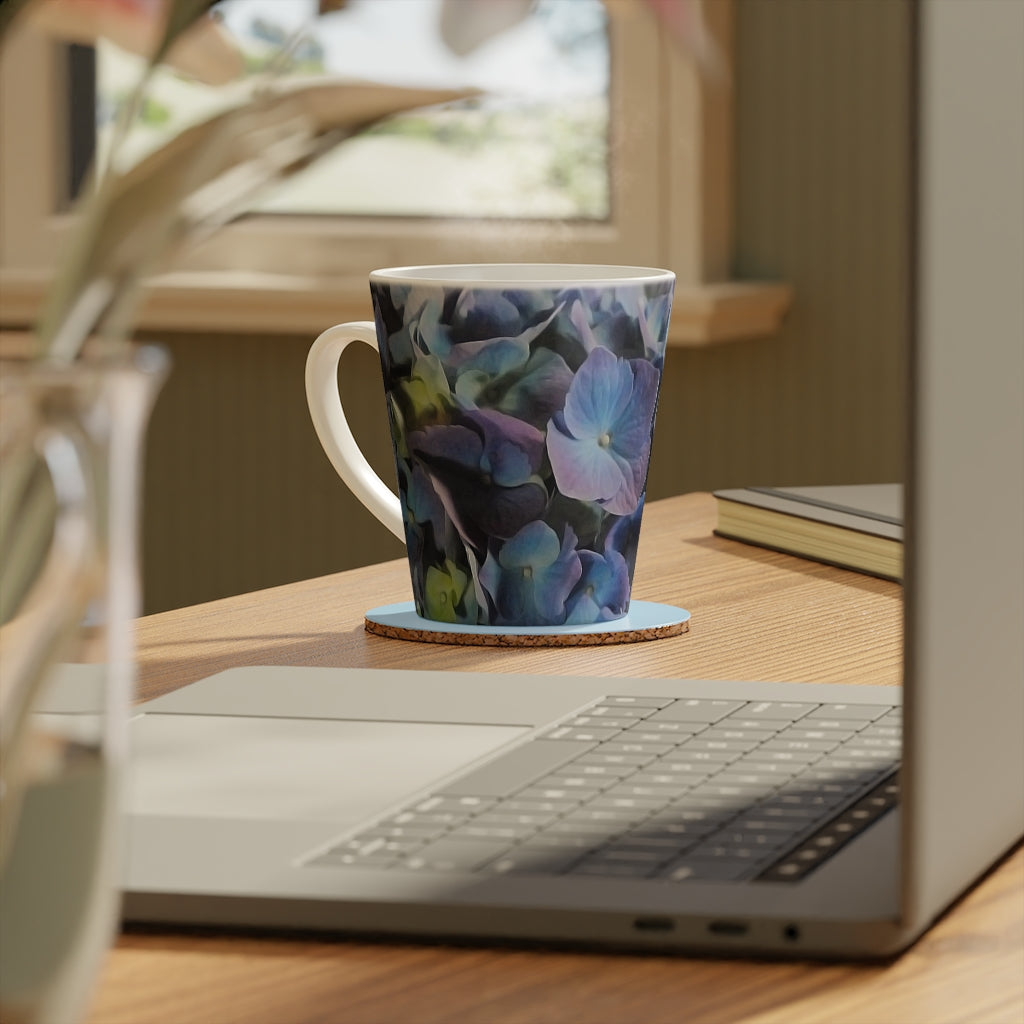 Blue and Purple Hydrangea Latte Mug, 12oz