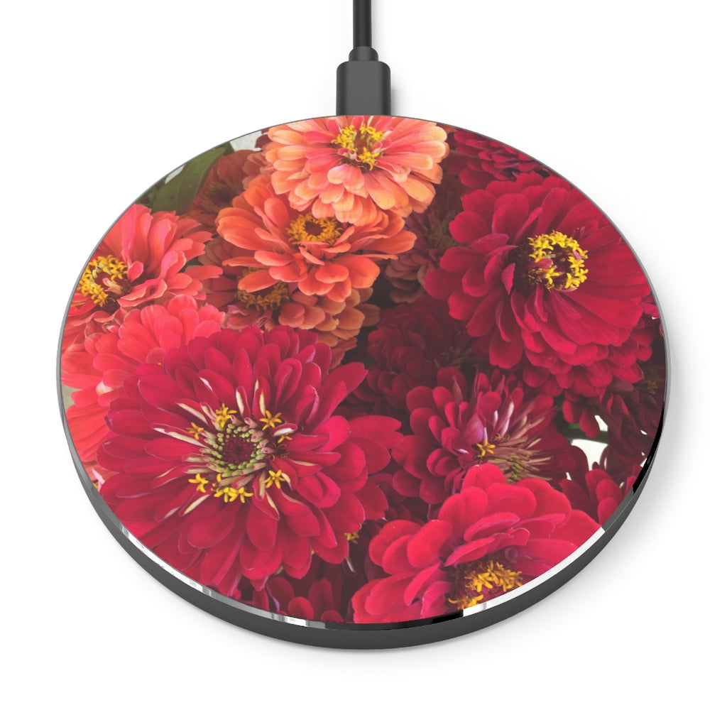Peach and Pink Zinnias Wireless Charger