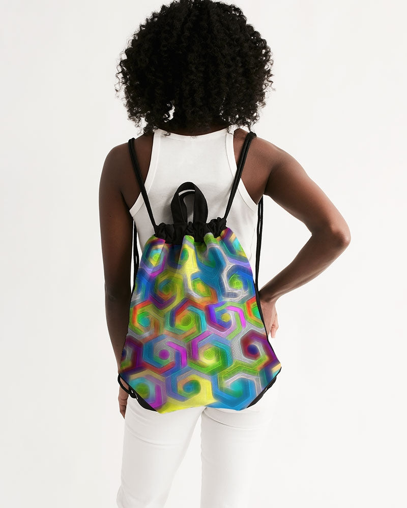 Colorful Hexagons Canvas Drawstring Bag