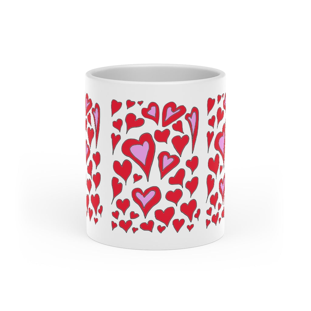 Hearts Drawing Heart-Shaped Mug