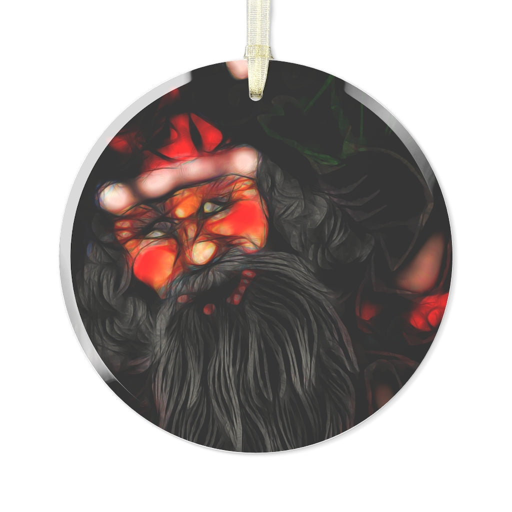 Santa Drawing Glass Ornament