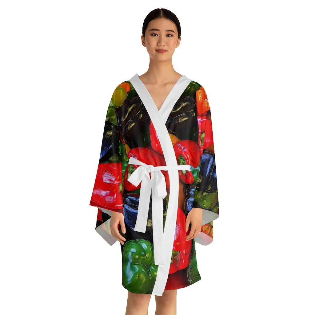 Colorful Bell Peppers Long Sleeve Kimono Robe