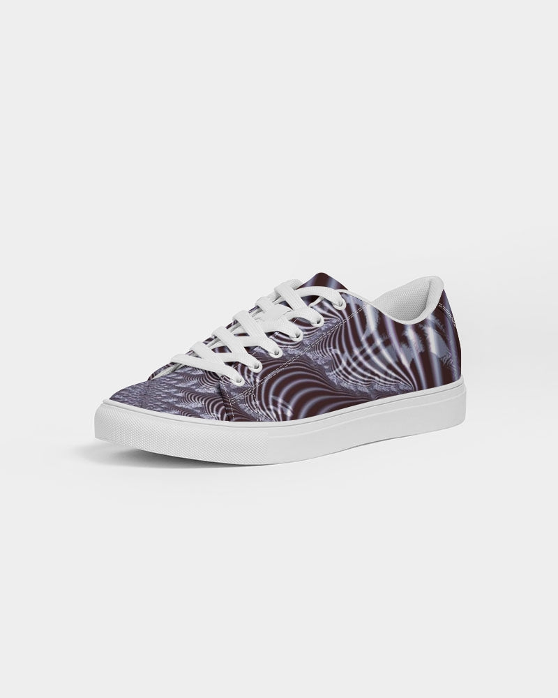 Black and White Spiral Fractal Men's Faux-Leather Sneaker