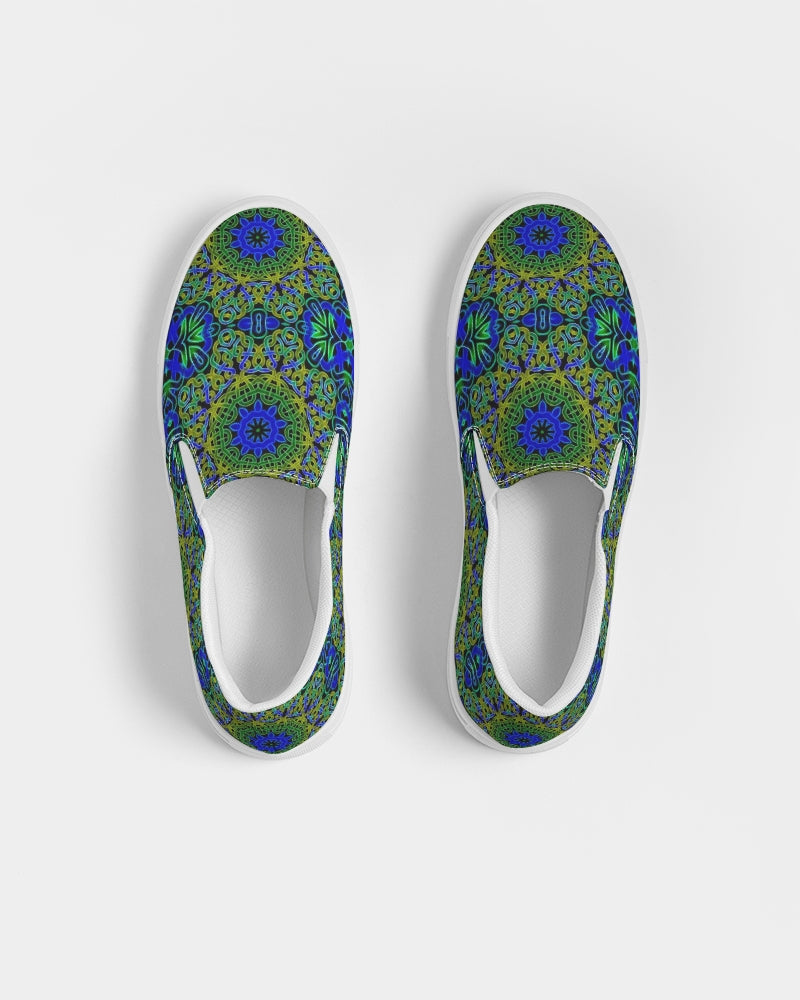 Blue Green Celtic Kaleidoscope Women's Slip-On Canvas Shoe