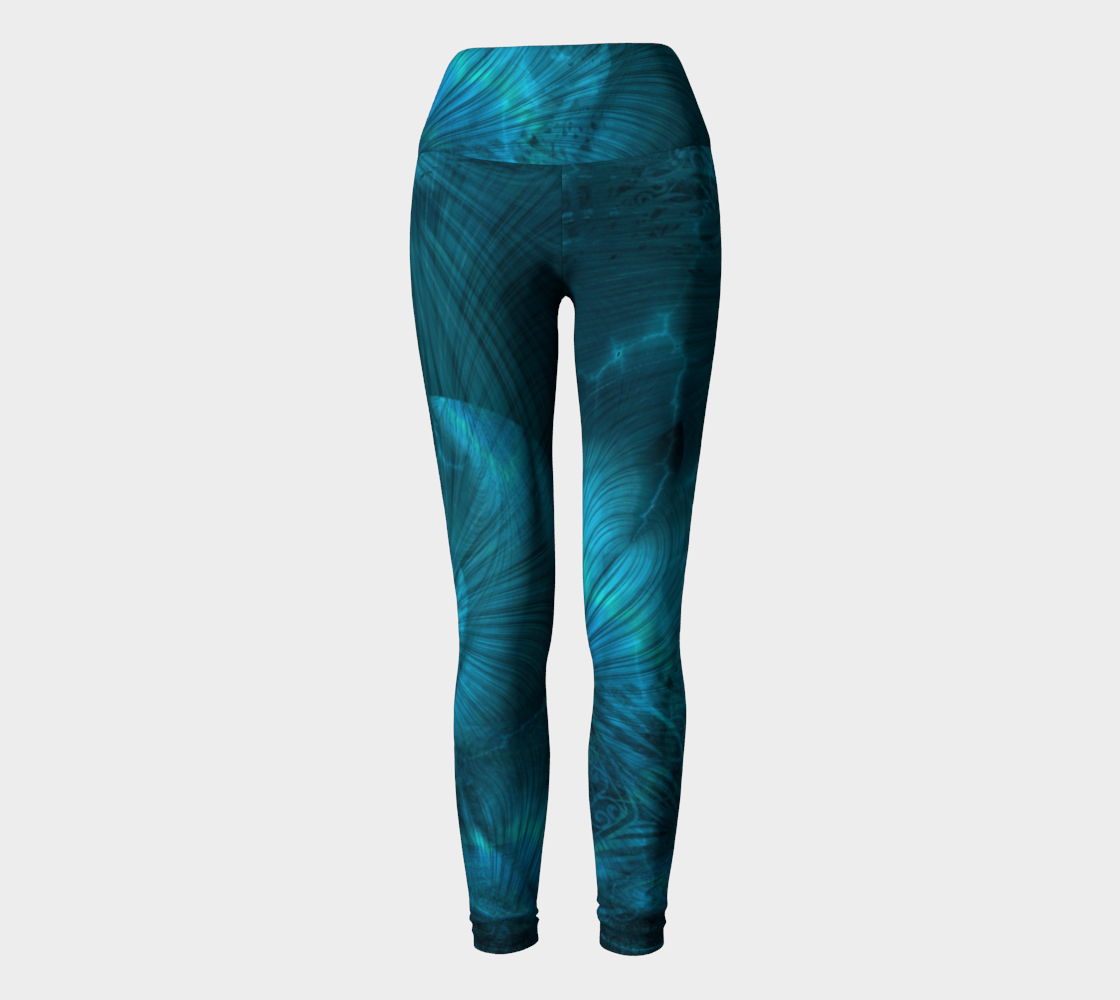 Blue Metallic Fractal Yoga Leggings