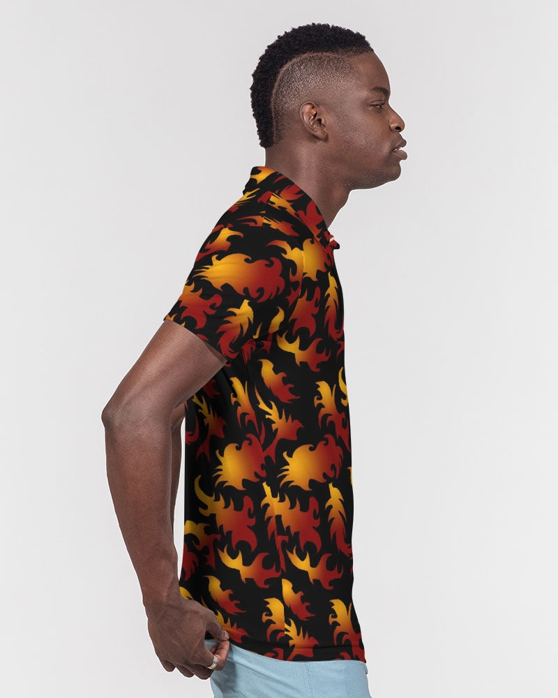 Abstract Flames Pattern  Men's Slim Fit Short Sleeve Polo