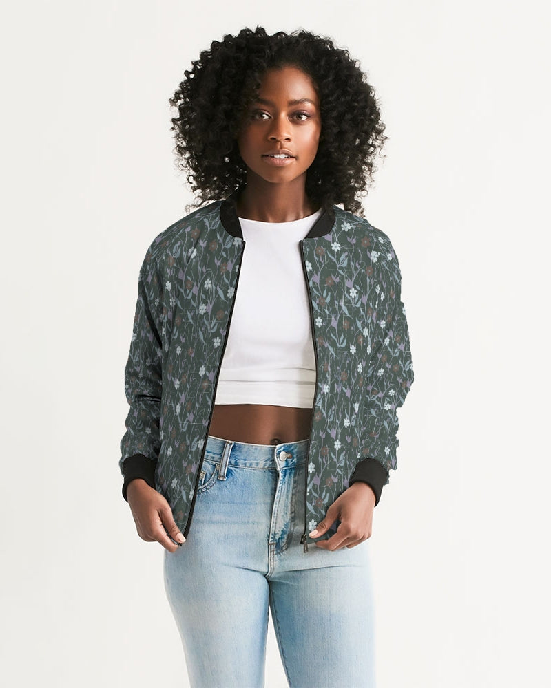 Violets On Gray Women's Bomber Jacket