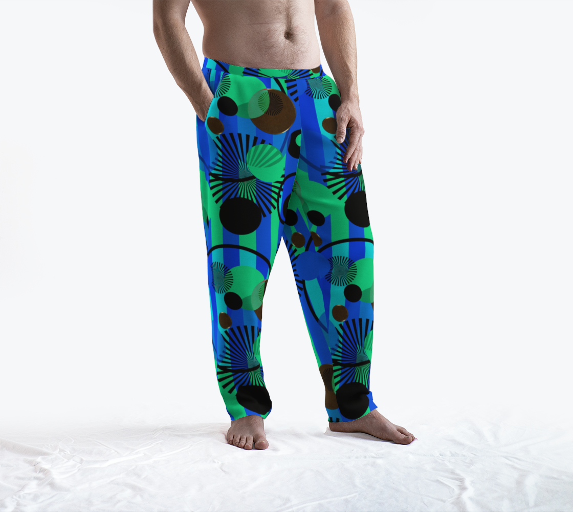 Blue Green Stripes and Dots Lounge Pants