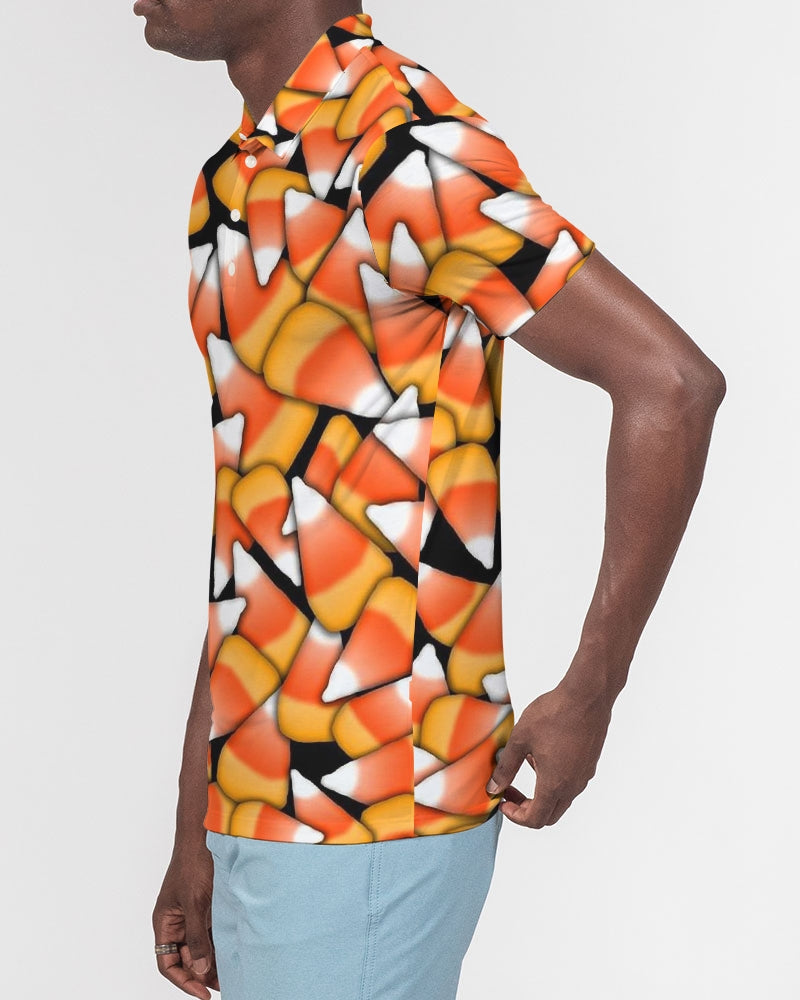 Candy Corn Pattern Men's Slim Fit Short Sleeve Polo