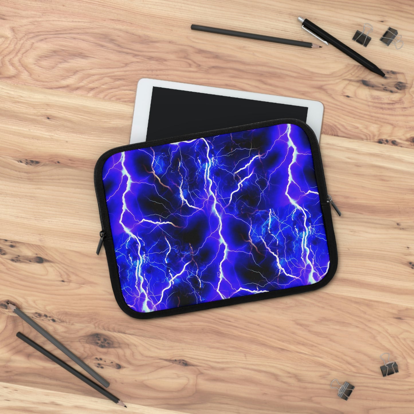 Blue Lightning Pattern Laptop Sleeve