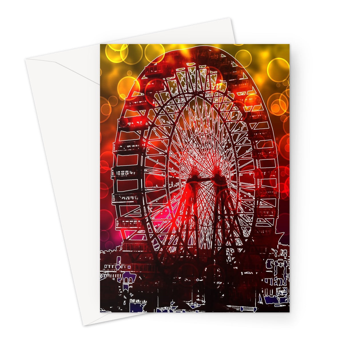Bokeh Light Ferris Wheel Greeting Card