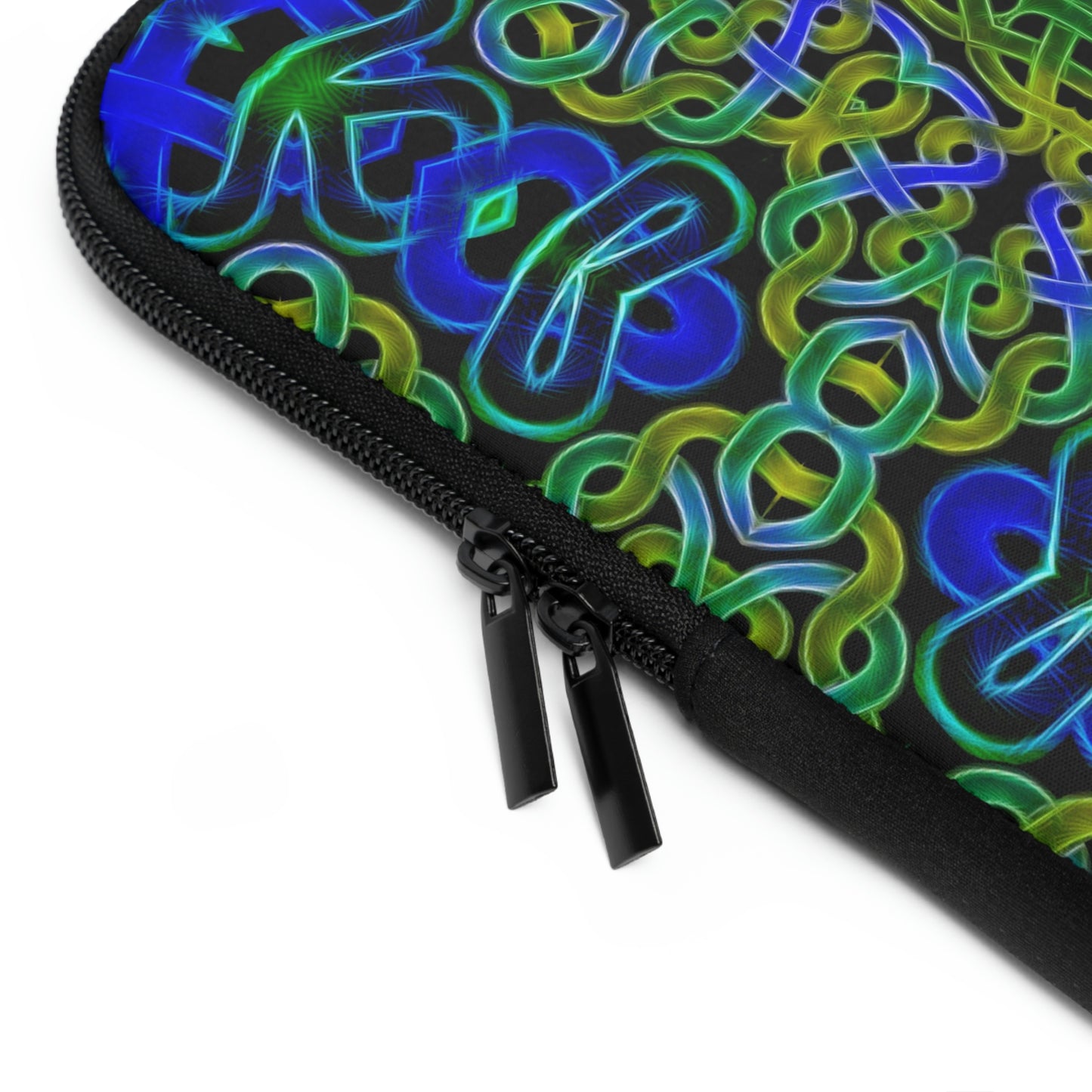 Blue Green Celtic Knot Pattern Laptop Sleeve