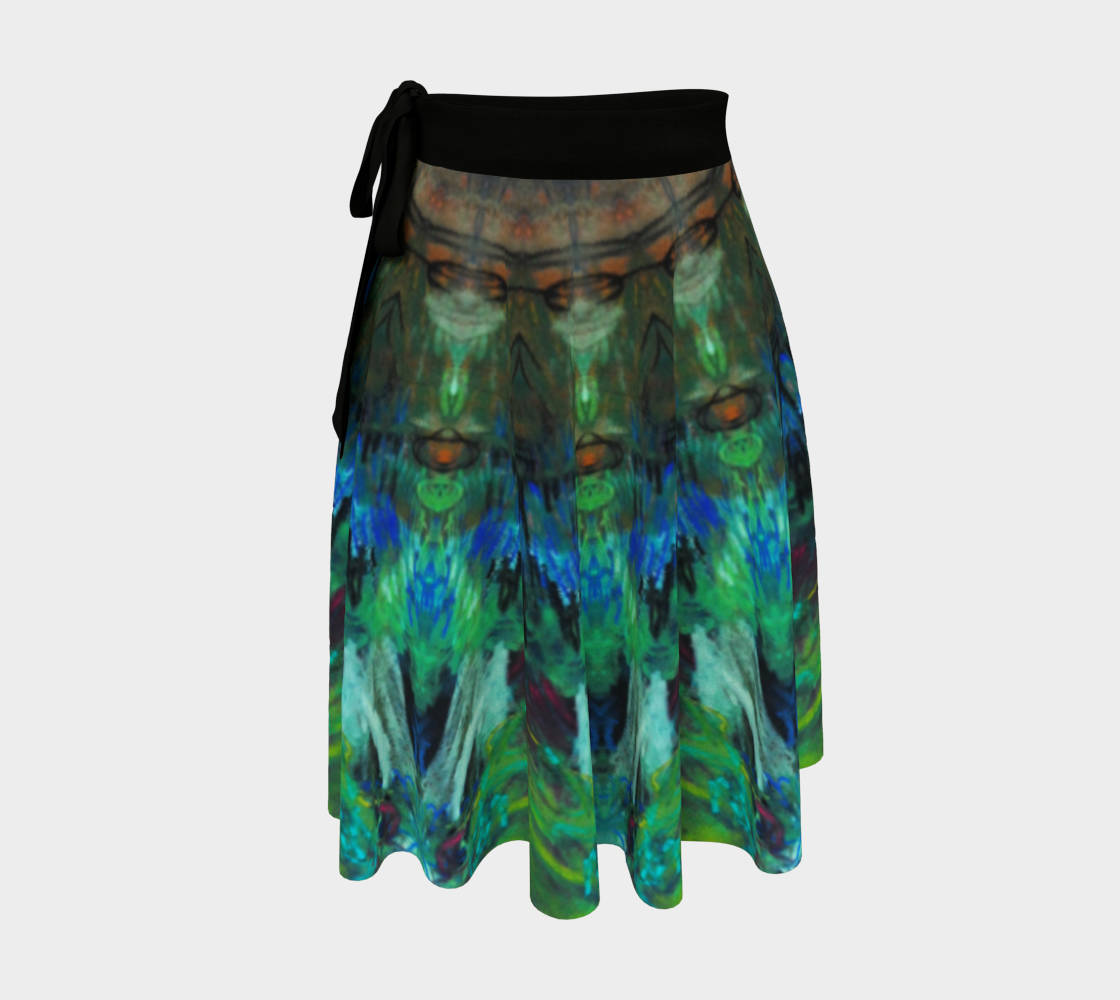 Green Sketchy Kaleidoscope Wrap Skirt