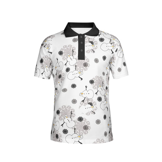 Snowman Pattern Men's All-Over Print Polo Shirts
