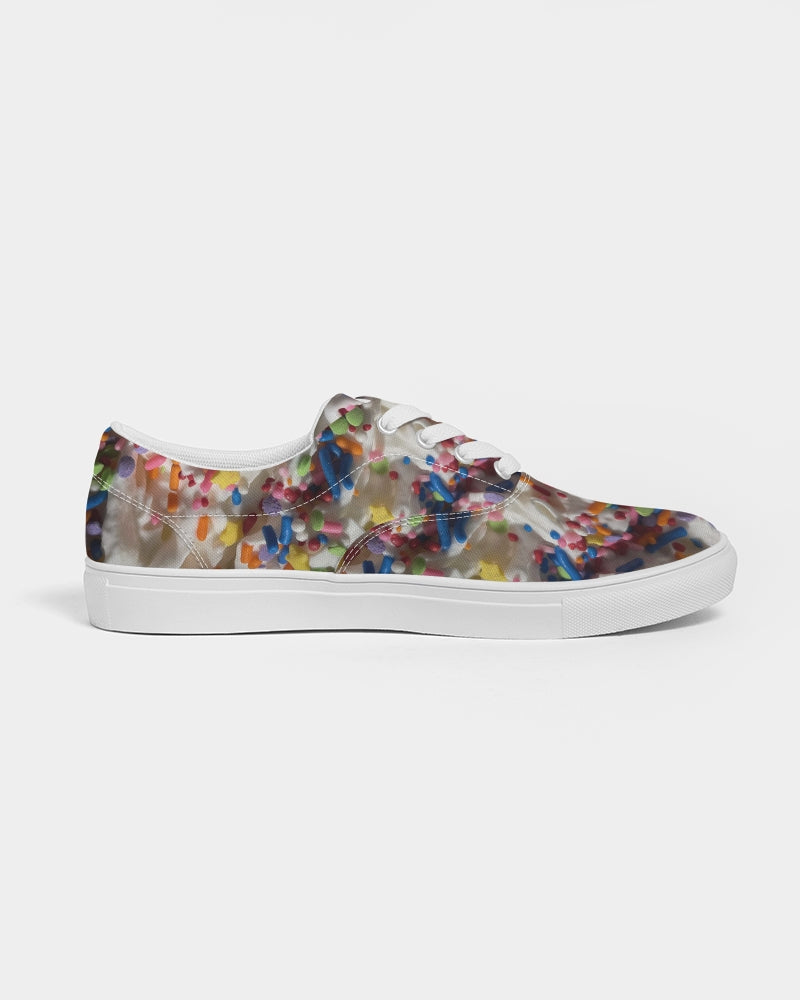 Rainbow Sprinkles On Whipped Cream Women's Lace Up Canvas Shoe