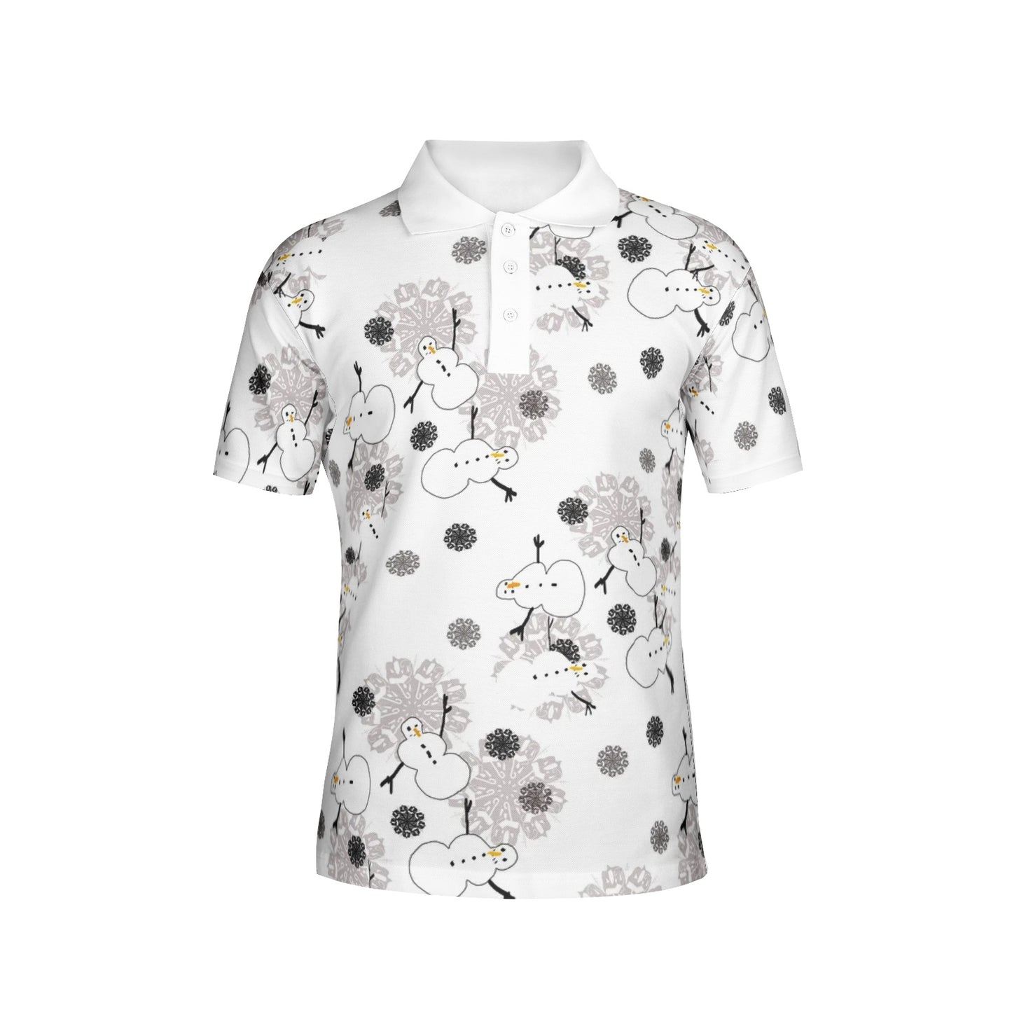 Snowman Pattern Men's All-Over Print Polo Shirts