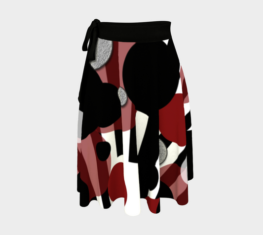 Black White Red Stripes Dots Wrap Skirt