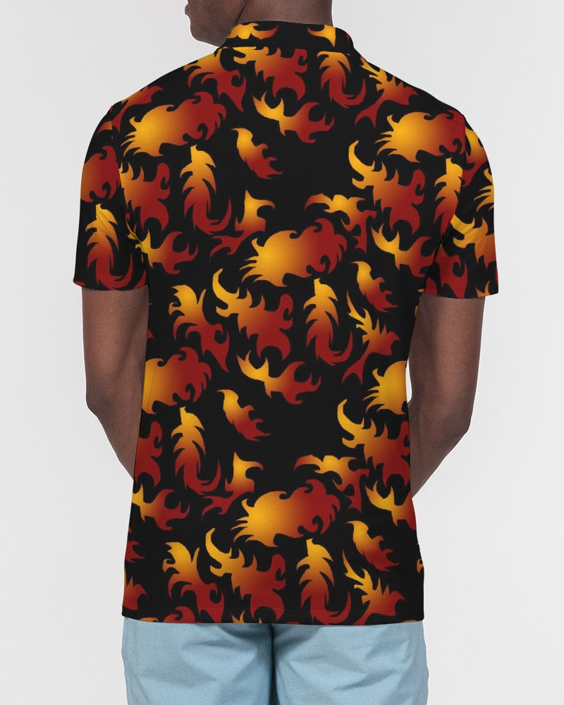 Abstract Flames Pattern  Men's Slim Fit Short Sleeve Polo