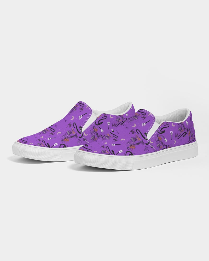 Witch Cat Cauldron Pattern Women's Slip-On Canvas Shoe