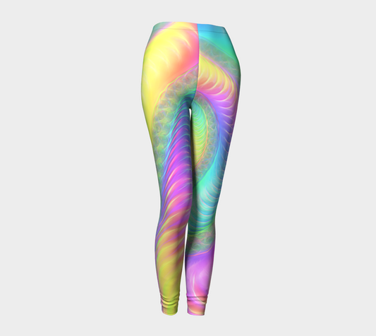 Pastel rainbow Shell Fractal Leggings