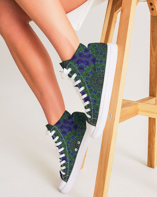 blue Green Ribbon Kaleidoscope Women's Hightop Canvas Shoe