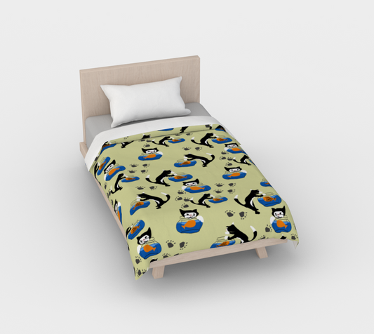 Cat and The Fishbowl Duvet Cover