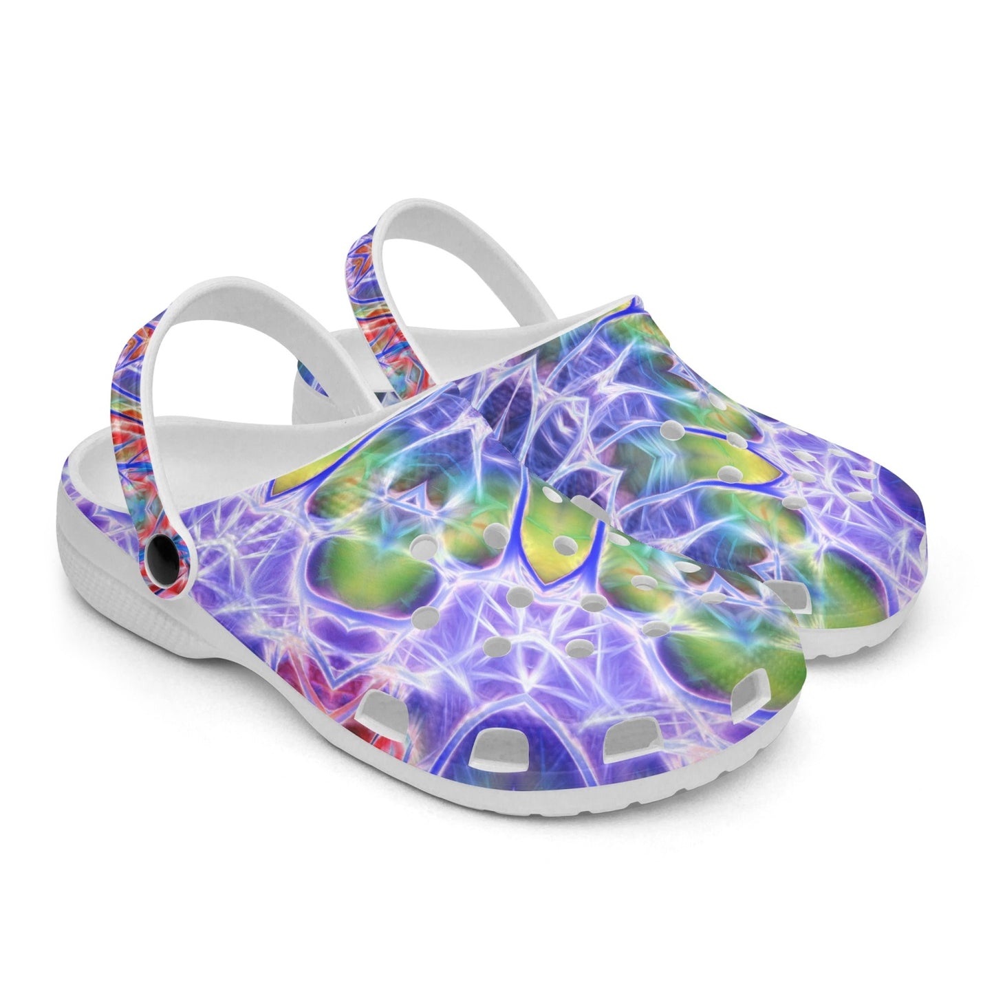 Blue Red Green Kaleidoscope 413. All Over Printed Clogs