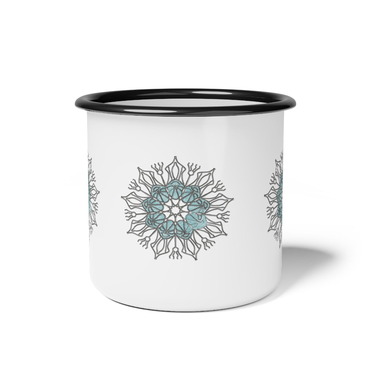 Blue and Silver Snowflake Enamel Camp Cup