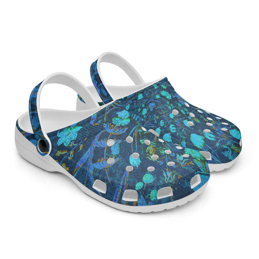 Light Blue Medieval Flowers 413. All Over Printed Clogs