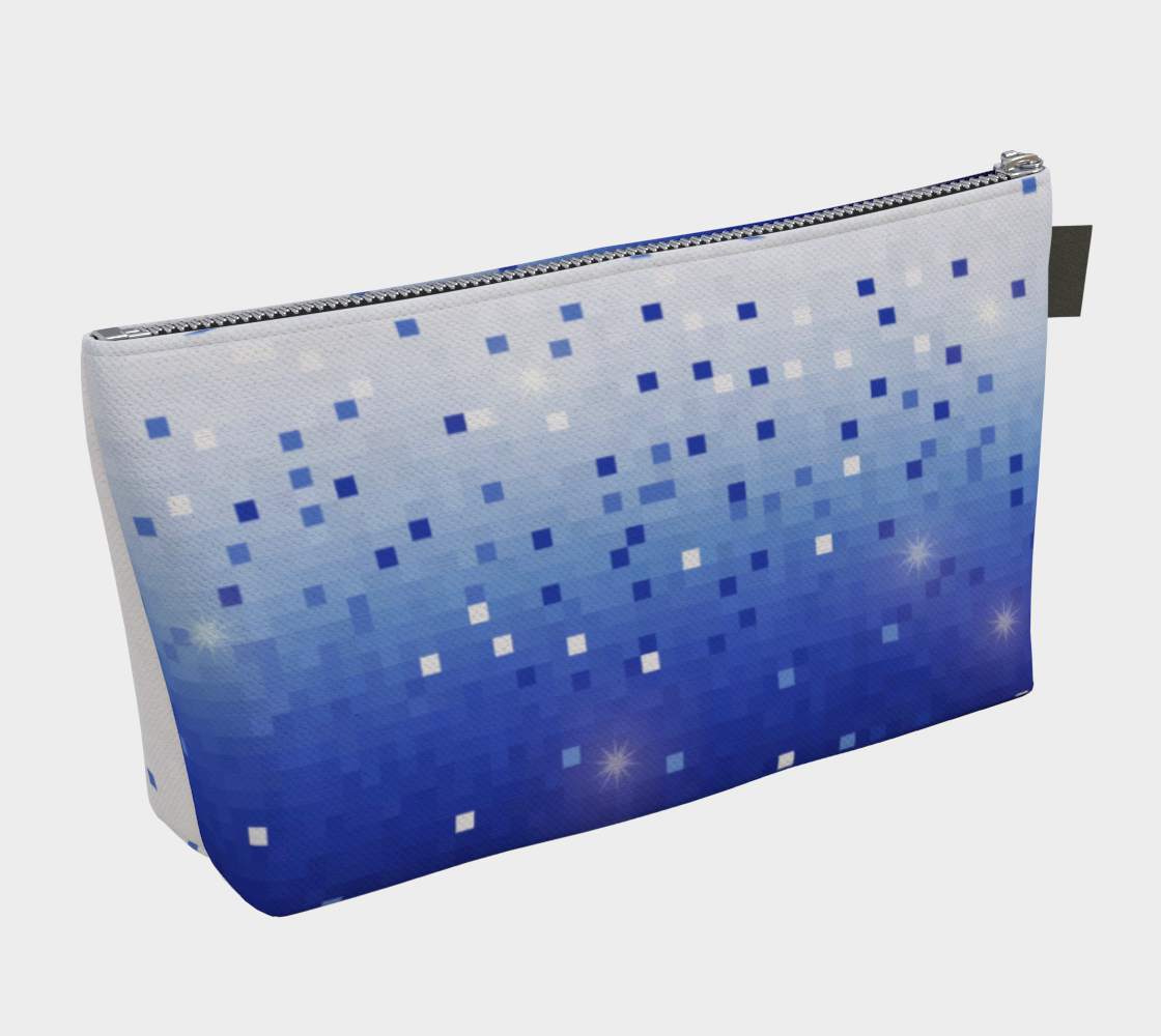 Blue Square Confetti Makeup Bag