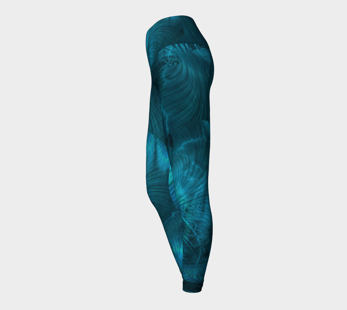 Blue Metallic Fractal Yoga Leggings