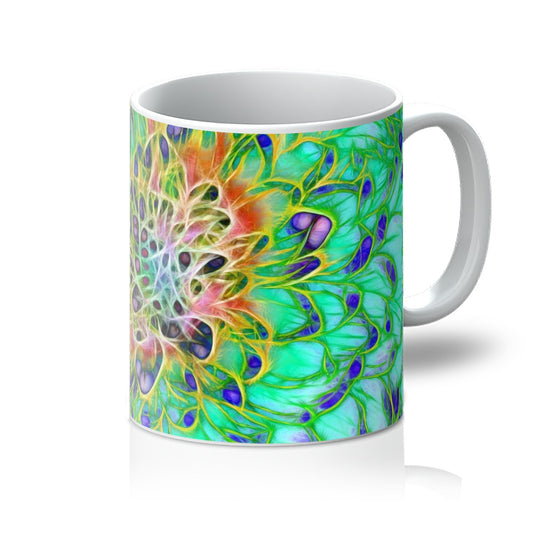 Abstract Peacock Chrysanthemum Mug
