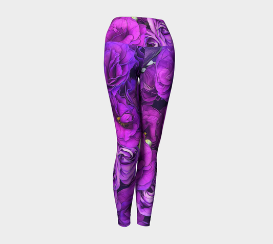 Purple Lisianthus Flowers Yoga Leggings