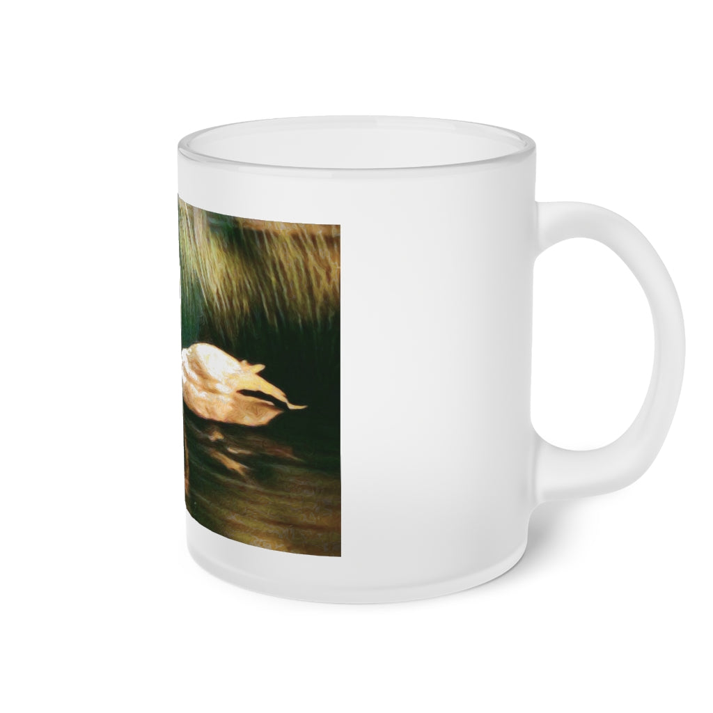 Swan Painting Frosted Glass Mug