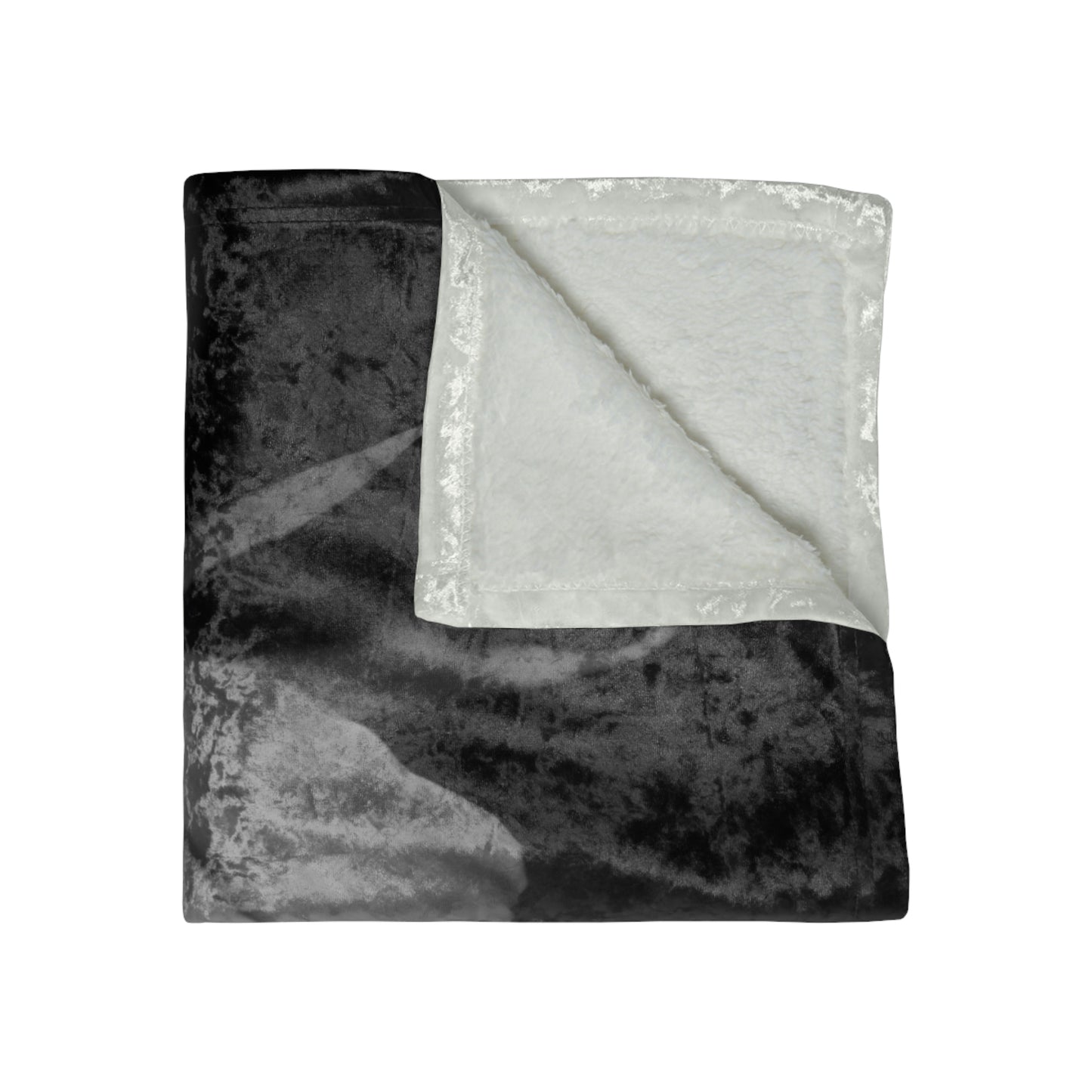 Black and White Iris Crushed Velvet Blanket