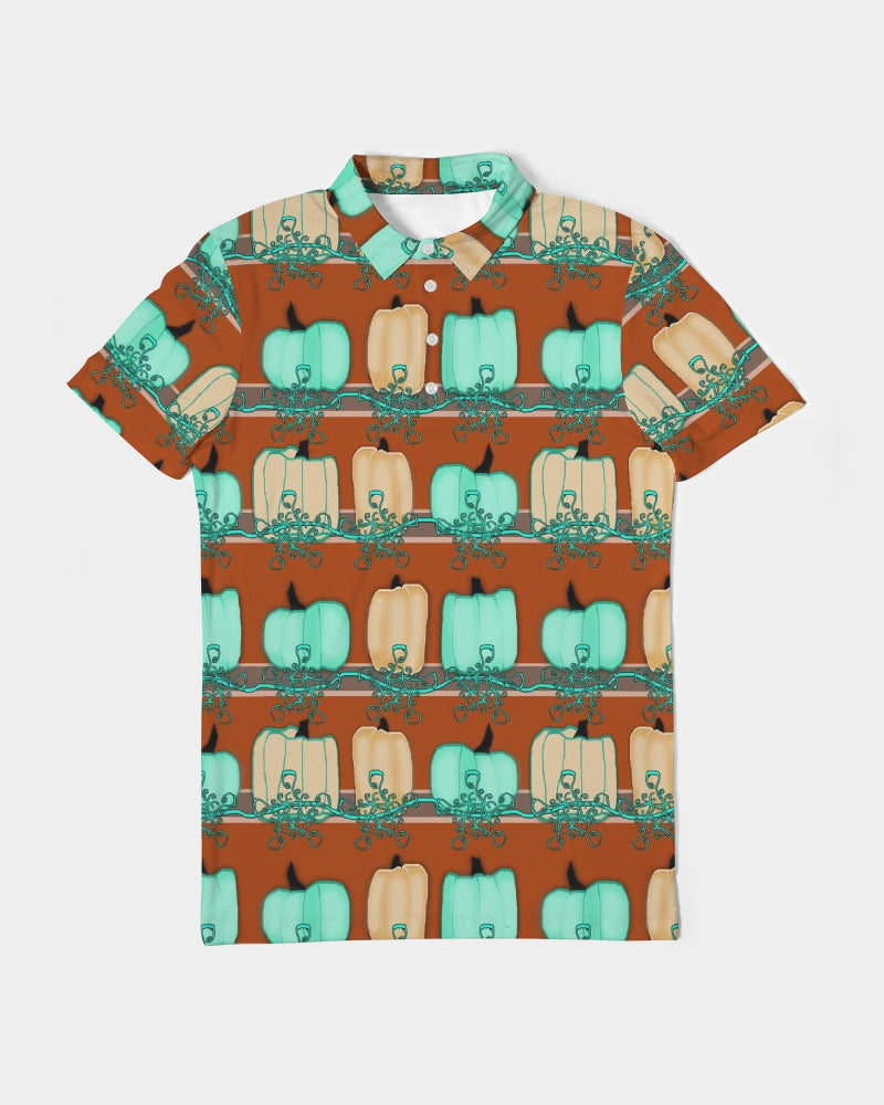 Blue Green Pumpkins Men's Slim Fit Short Sleeve Polo