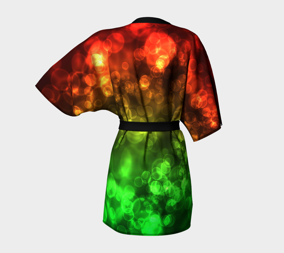 Red Green Bokeh Light Kimono Robe