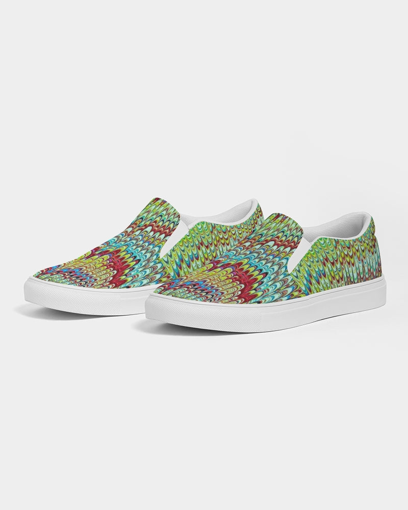 Cool Green Marbled Women's Slip-On Canvas Shoe