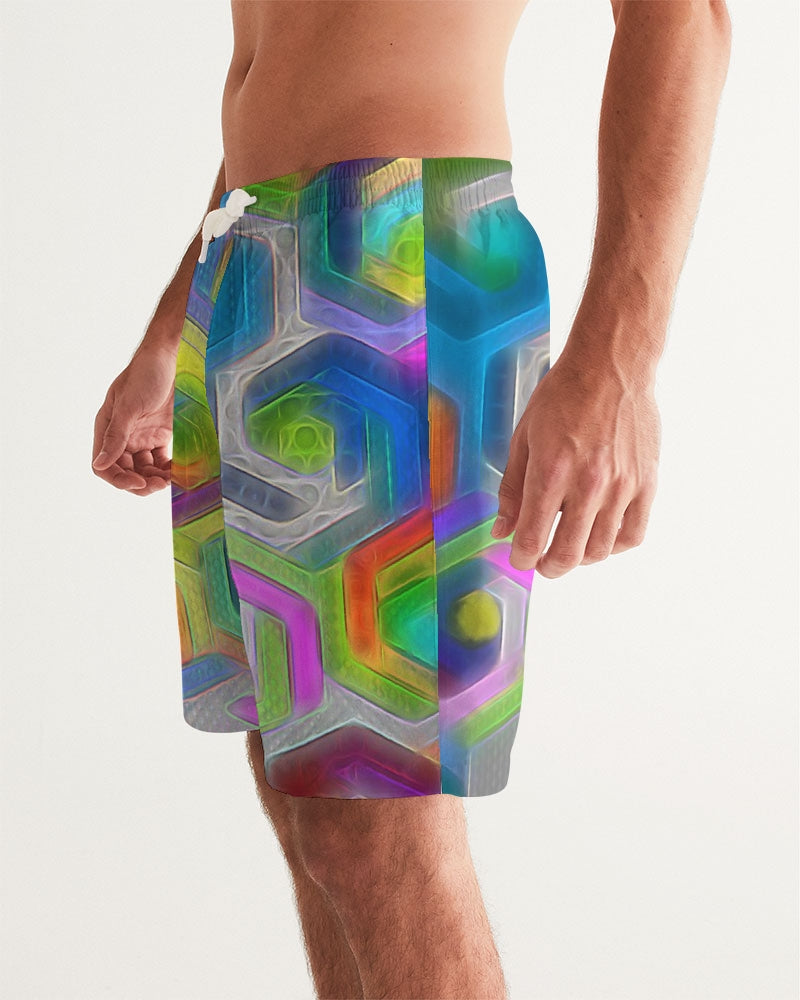 Colorful Hexagons Men's Swim Trunk