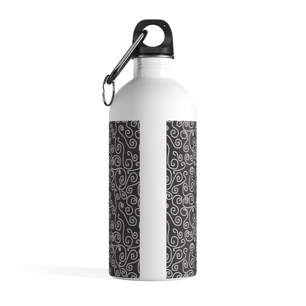 White Swirls On Gray Stainless Steel Water Bottle