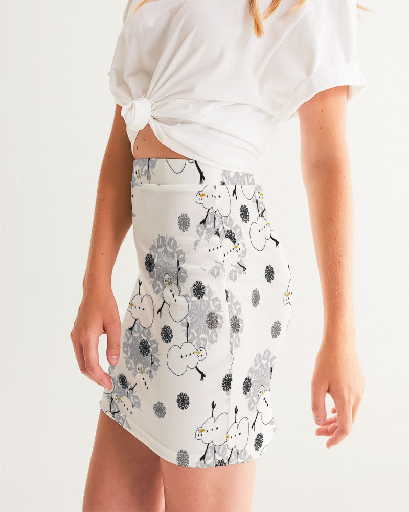 Snowman Pattern Women's Mini Skirt