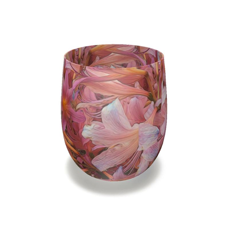 Pink Amaryllis Water Glass