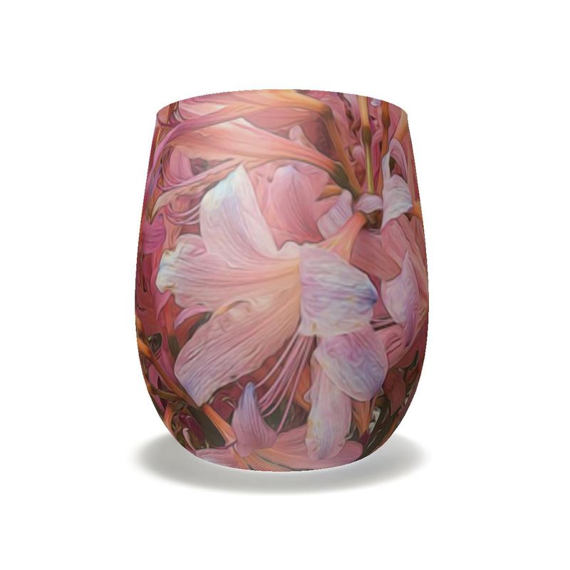 Pink Amaryllis Water Glass